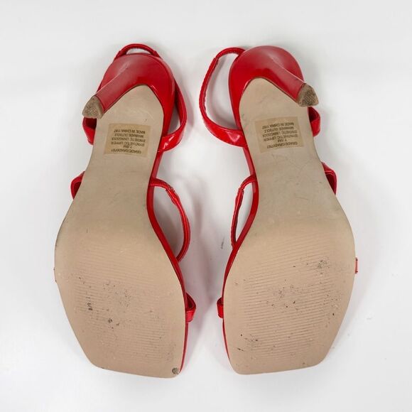 Steve Madden Grade Strappy Open Toe Stiletto Sandals Heels Cherry Red 7.5 - Picture 9 of 11